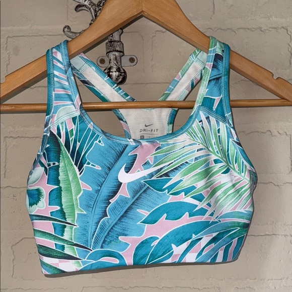 Nike sports bra non padded small lined mesh back stretch pastel tropical - Picture 2 of 5